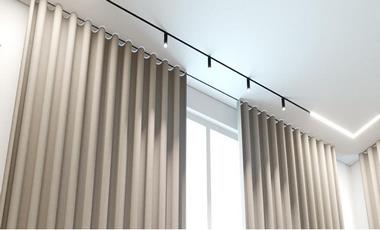 Фото Сатиновые шторы для больших окон