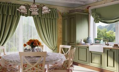 Фото Шторы оливкового цвета на кухню