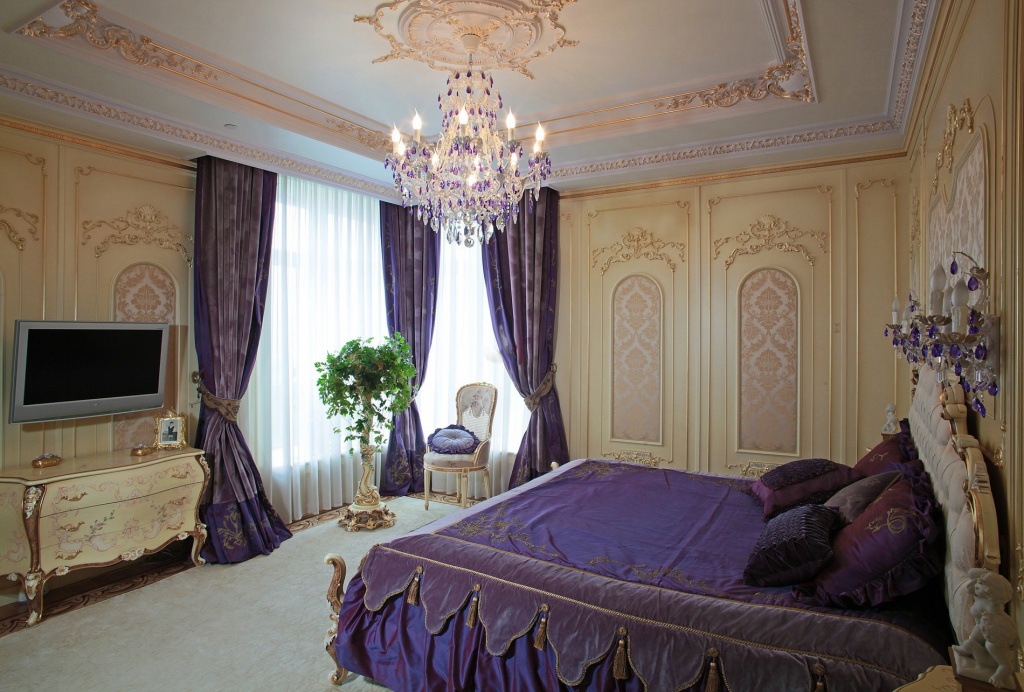 Фото Шторы барокко для большой спальни