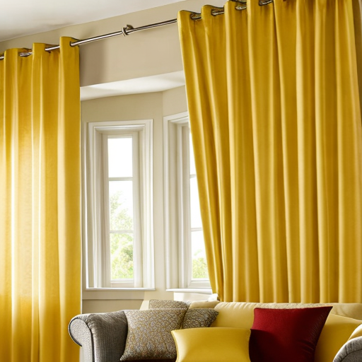 Фото комплект желтых штор в стиле кафе